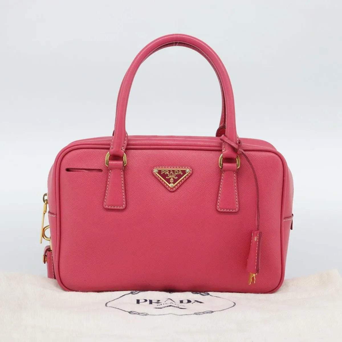 Prada Bauletto Saffiano Leather, Pink, Leather, Handbag