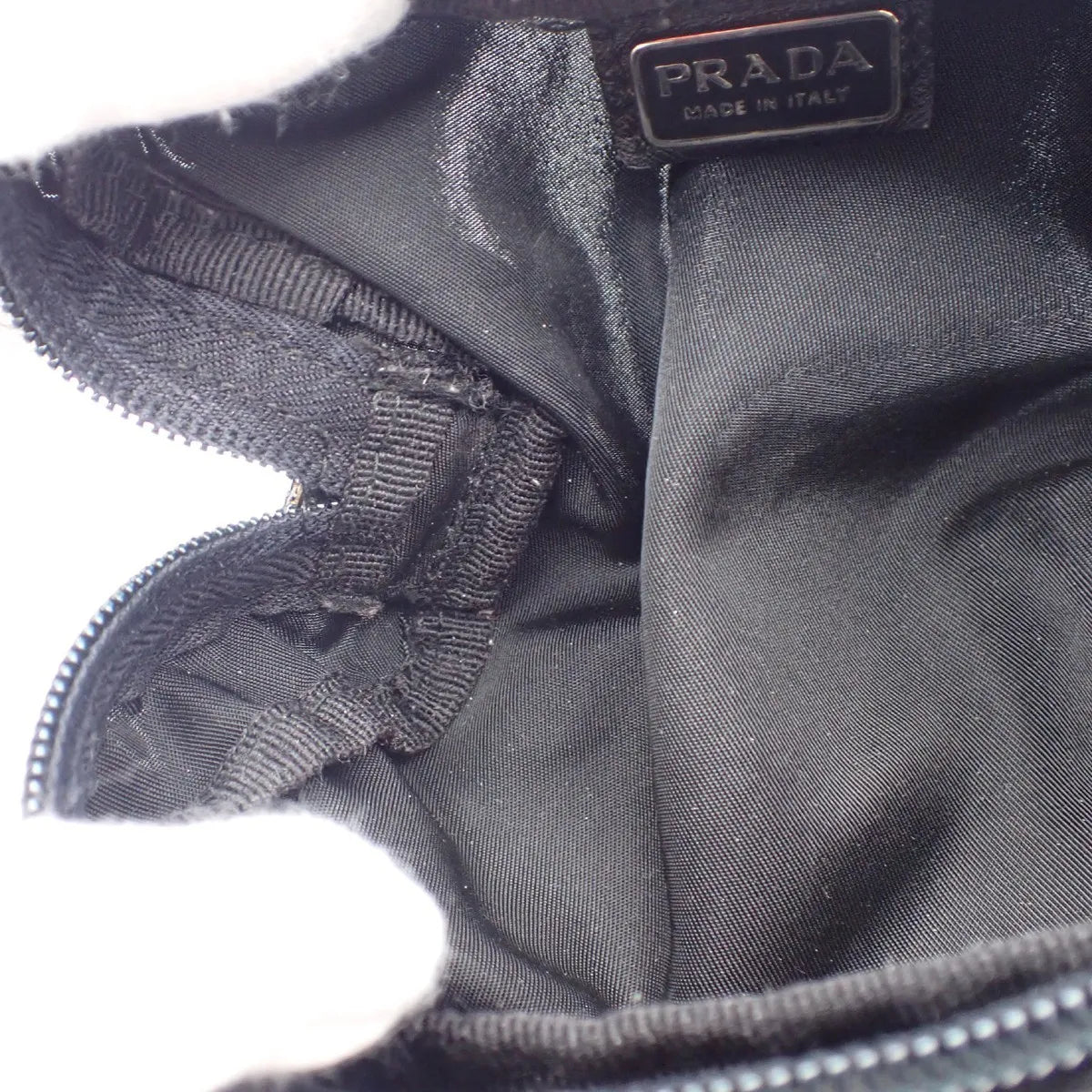 Prada Padded Zip Belt Tessuto, Black, Nylon, Clutch
