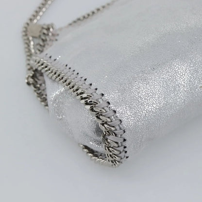 Stella McCartney Falabella Fold Over Faux Leather, Silver, Polyester, Shoulder Bag