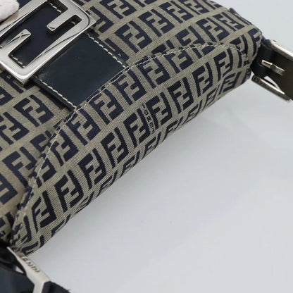 Fendi Zucchino Canvas Mamma Baguette canvas, Navy, Canvas, Shoulder Bag