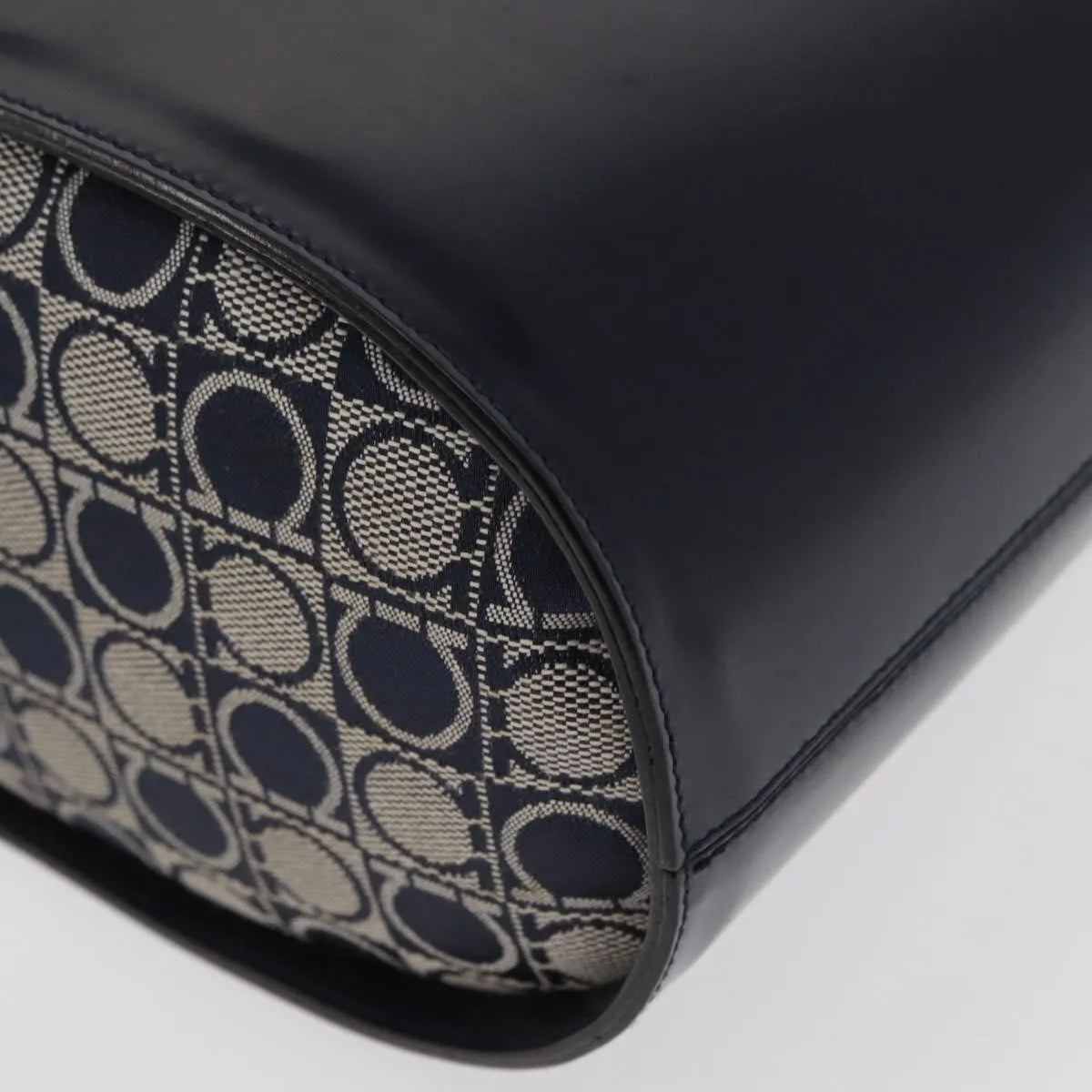 Salvatore Ferragamo Gancini Canvas and leather, Navy, Canvas, Shoulder Bag