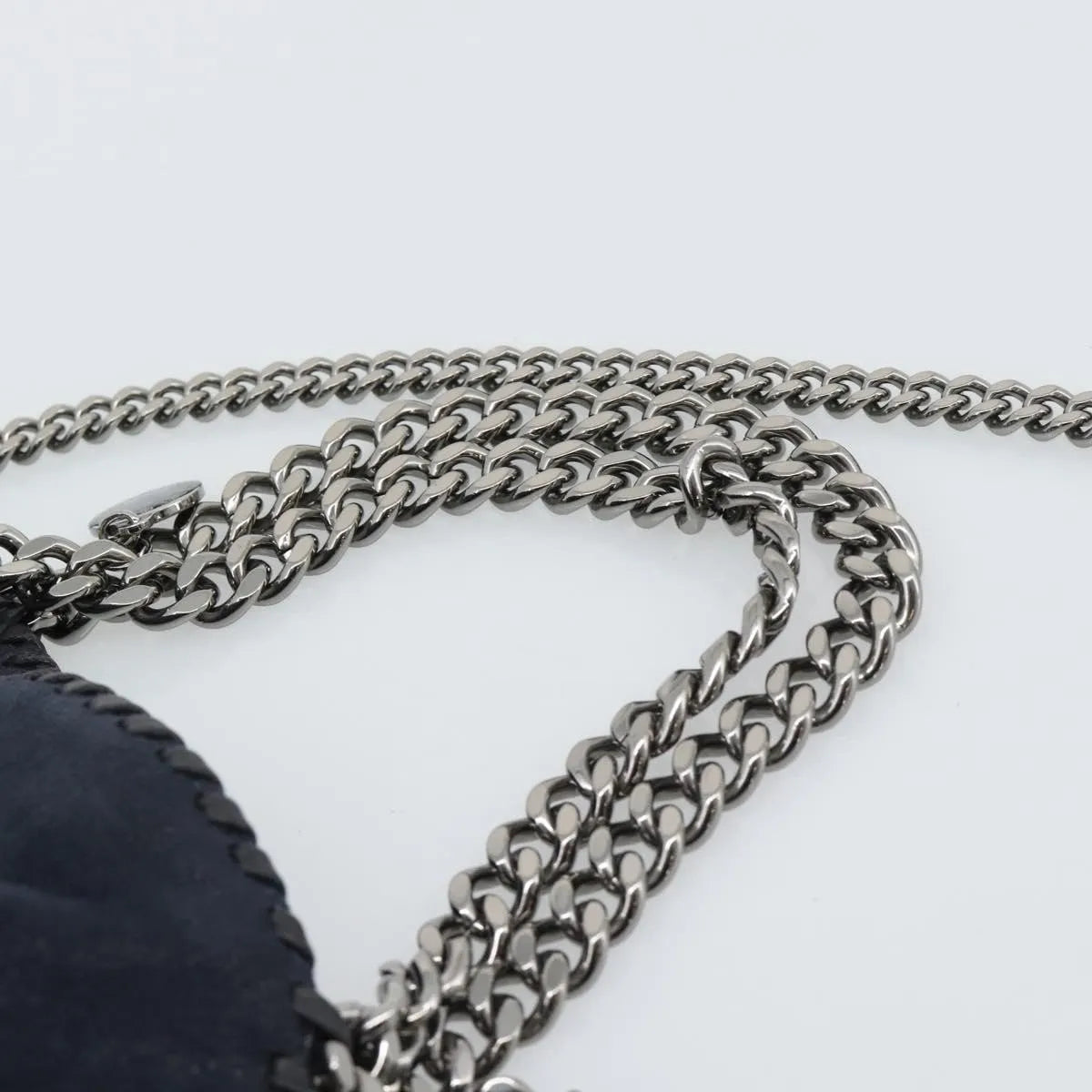 Stella McCartney Falabella Fold Over Faux Leather, Navy, Polyester, Shoulder Bag