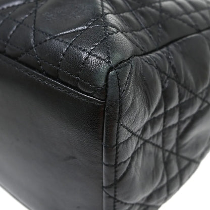 Christian Dior Lady Dior Cannage Quilt Lambskin, Black, Leather, Handbag