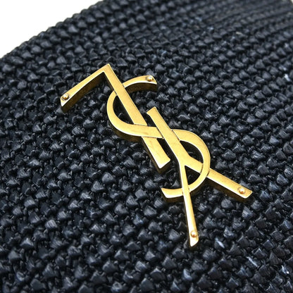 Saint Laurent Lou Camera Raffia, Black, Leather, Handbag