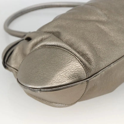 Salvatore Ferragamo Gancini Leather, Silver, Leather, Handbag