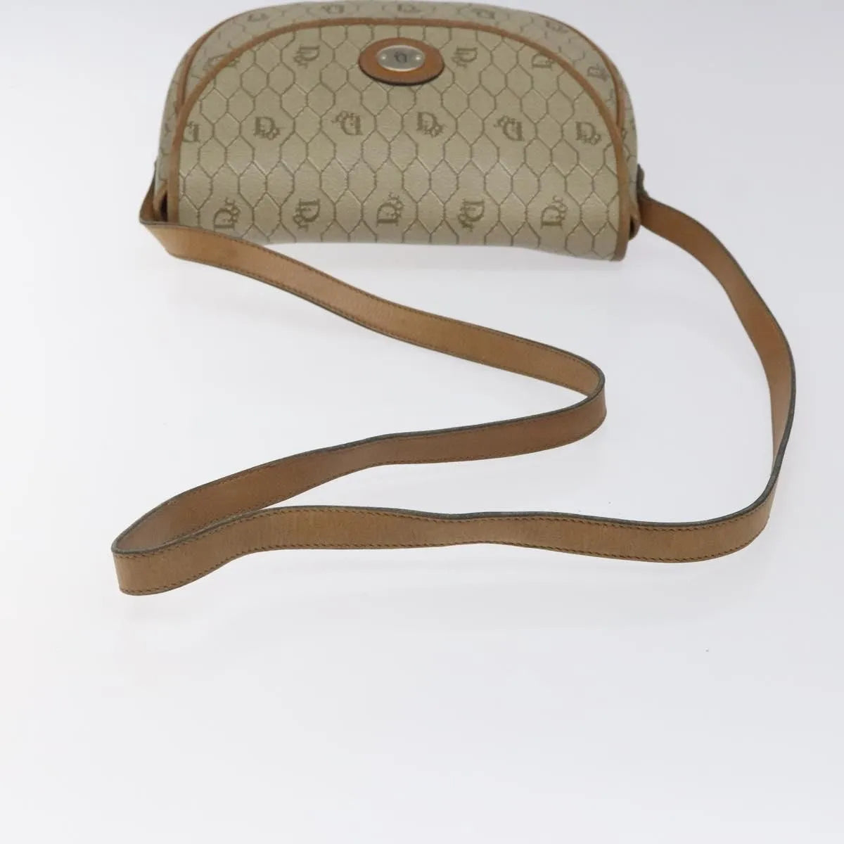 Christian Dior Vintage Honeycomb Canvas, Beige, Canvas, Shoulder Bag