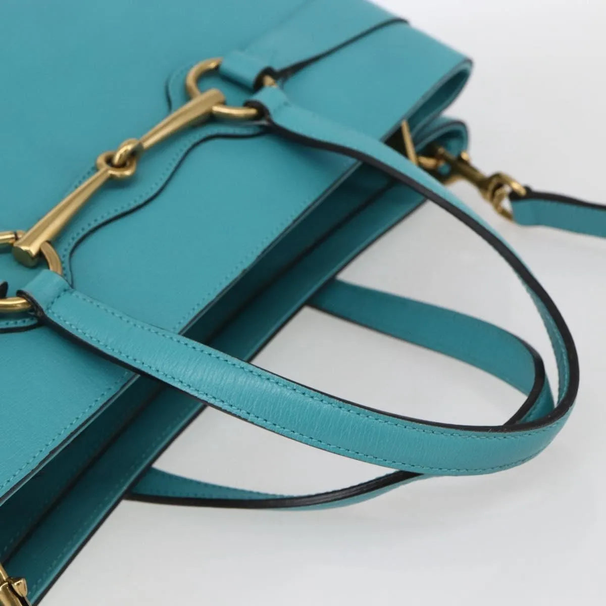 Gucci Bright Bit Convertible Tote Leather, Blue, Leather, Tote Bag