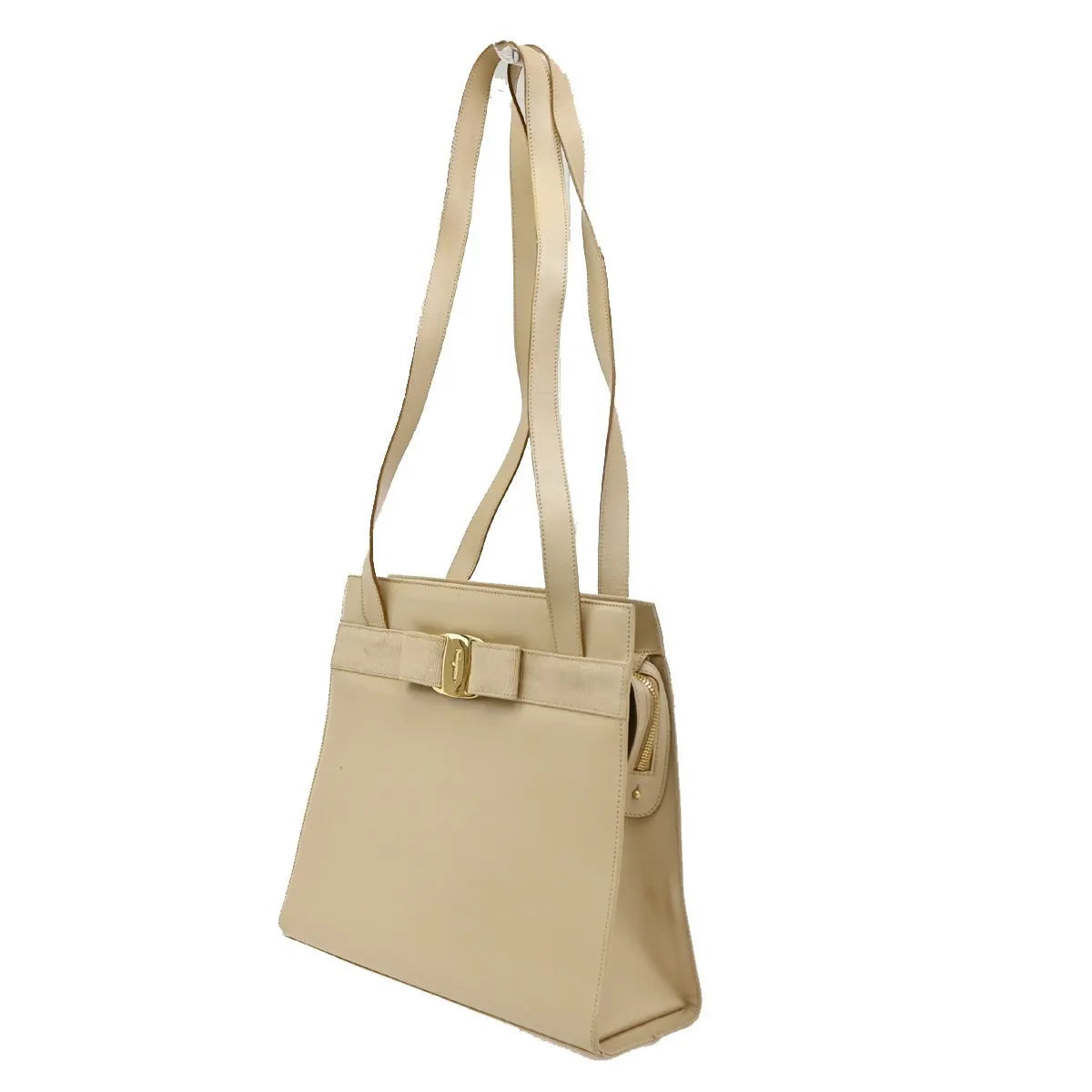 Salvatore Ferragamo Vara Leather, Beige, Leather, Shoulder Bag