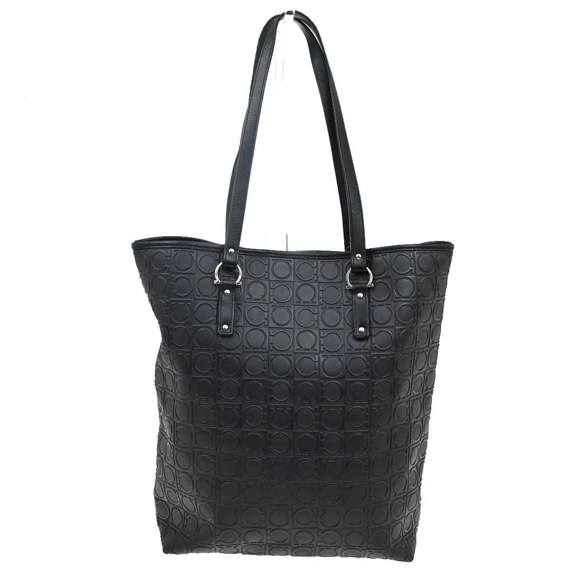 Salvatore Ferragamo Gancini Tote Gancini Canvas, Black, Canvas, Tote Bag