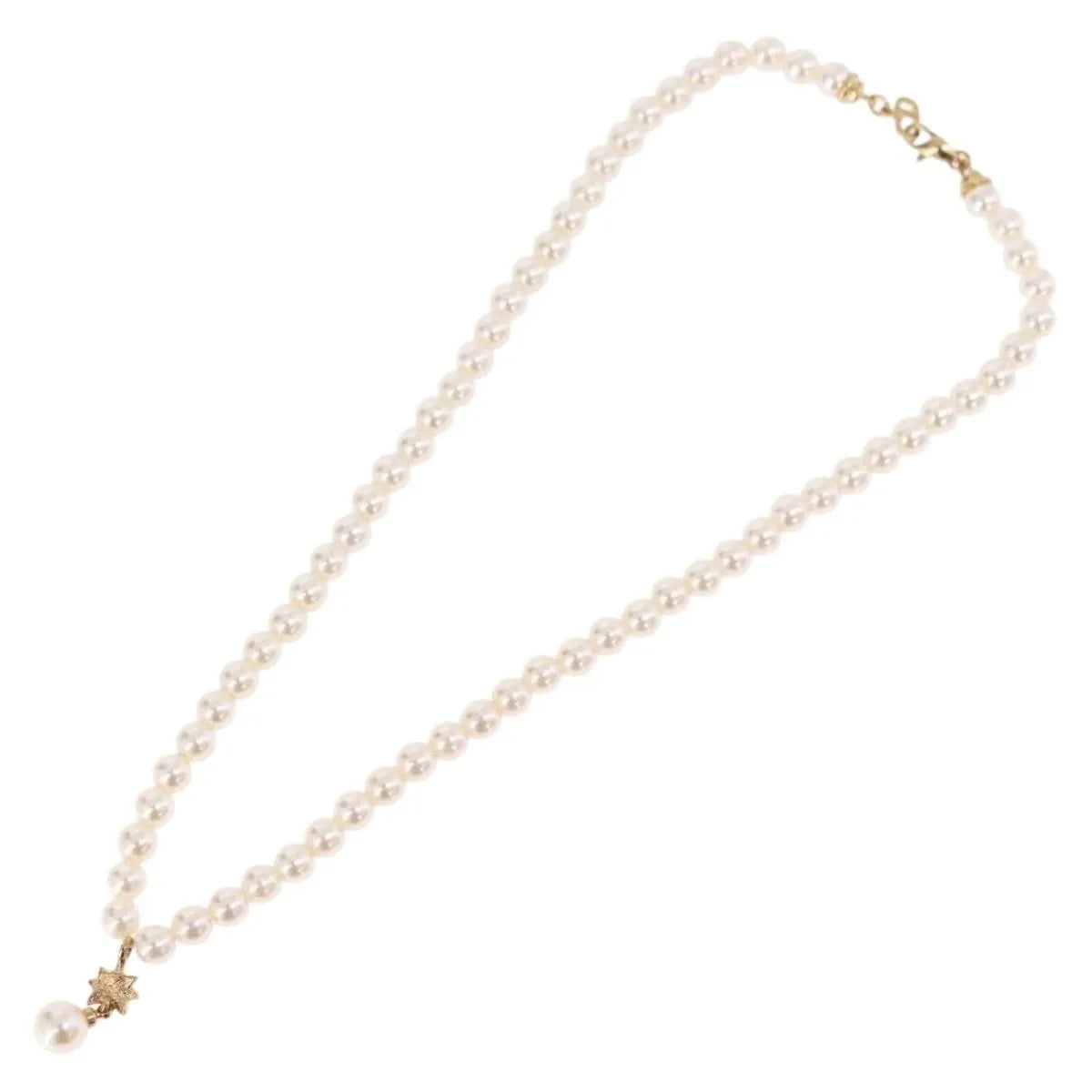 Christian Dior CD Bee Star Pearl Pendant Metal with Faux Pearl, White, Pearl, Necklace