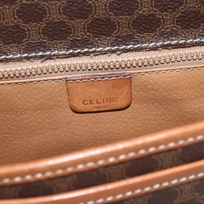 Celine Vintage Macadam Canvas and Leather, Brown, Canvas, Shoulder Bag