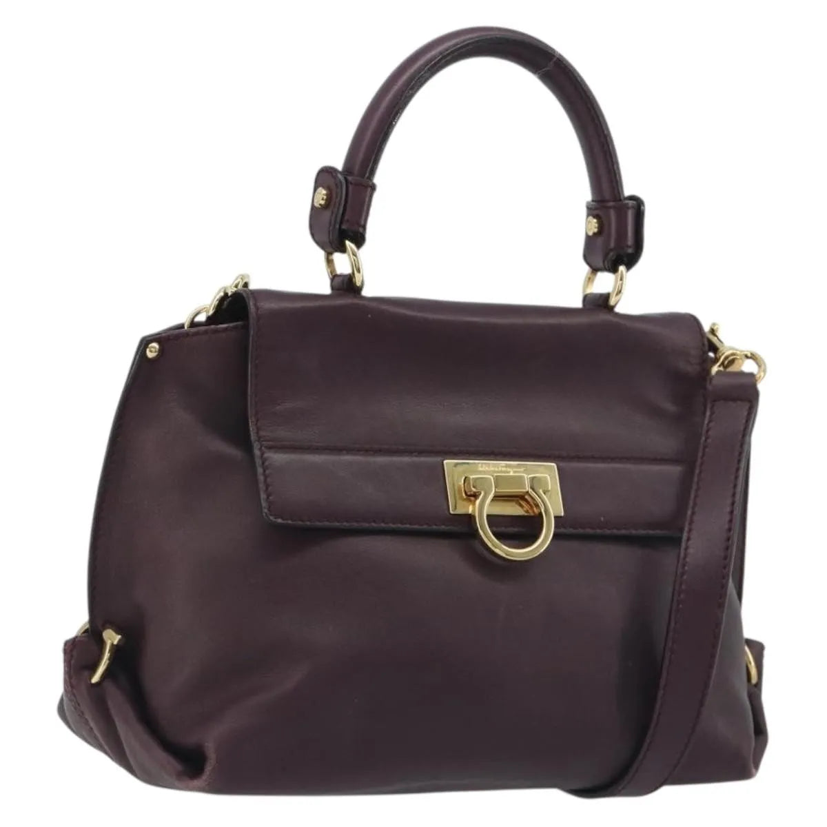 Salvatore Ferragamo Sofia Satchel Smooth Leather, Purple, Leather, Handbag