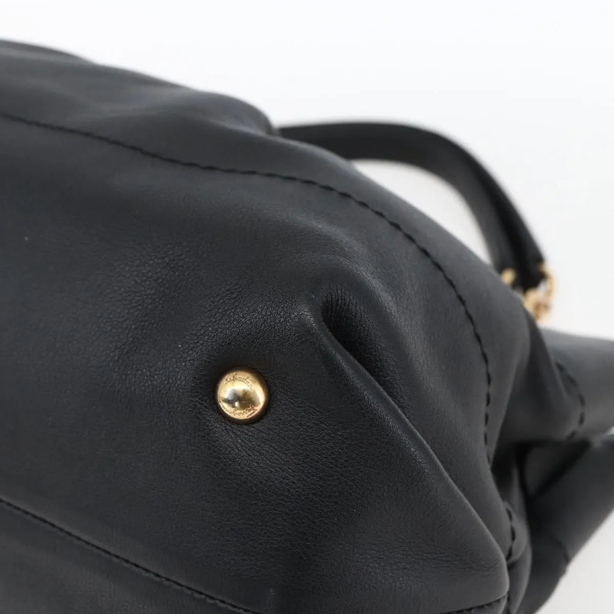 Salvatore Ferragamo W Chain Tote Leather, Black, Leather, Handbag