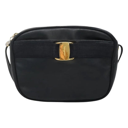 Salvatore Ferragamo Vara Bow camera Leather, Navy, Leather, Shoulder Bag