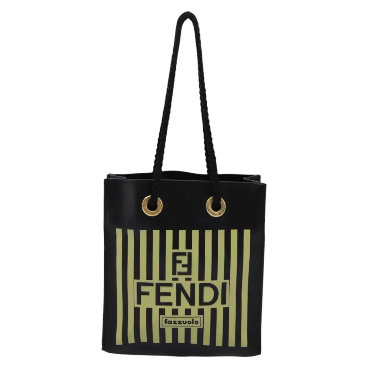 Fendi Fazzuolo Leather, Black, Leather, Tote Bag