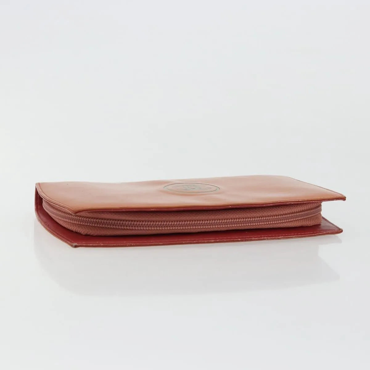 Chanel CC Logo Zip Around Patent, Orange, Patent Leather, Wallet