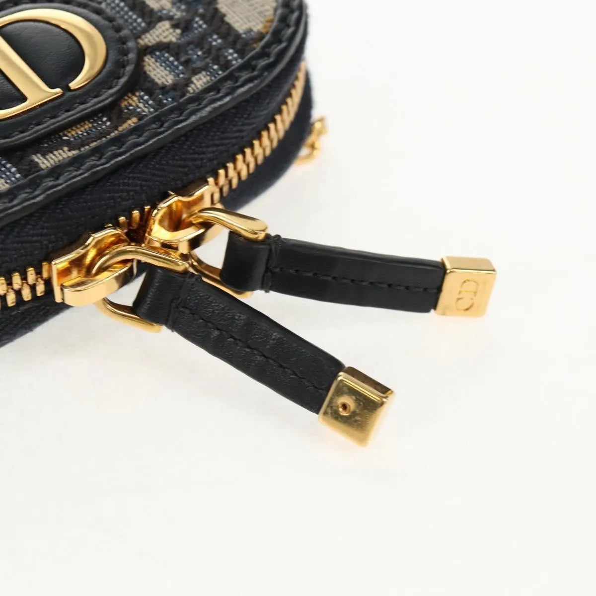 Christian Dior 30 Montaigne Phone Holder on Chain Oblique Canvas, Navy, Canvas, Clutch