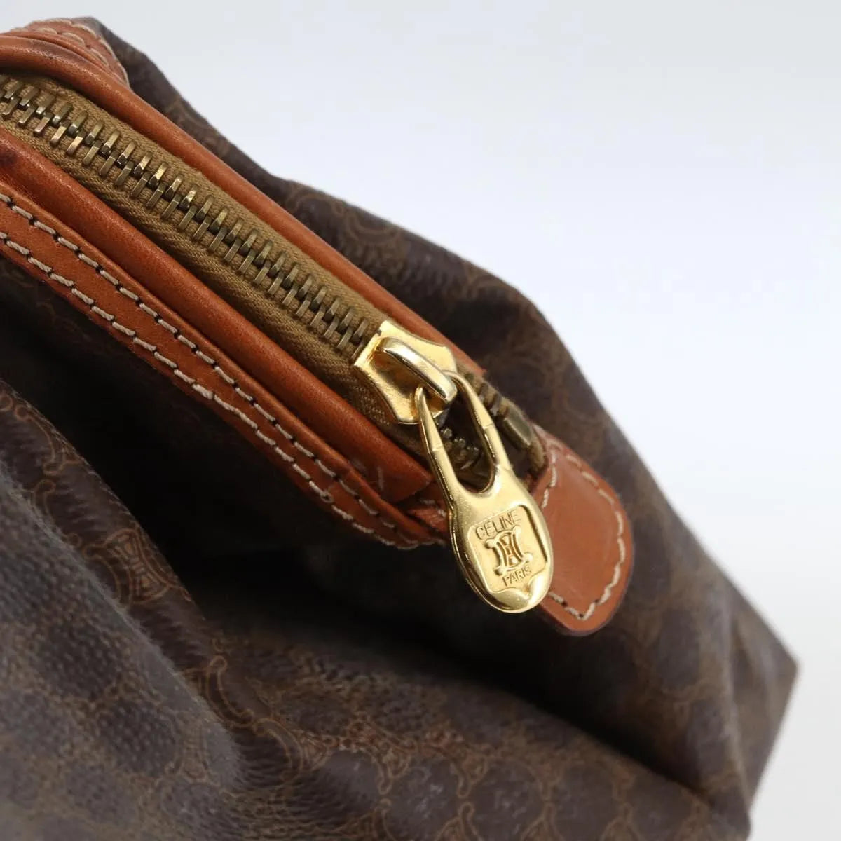 Celine Macadam Pochette Canvas, Brown, Canvas, Clutch