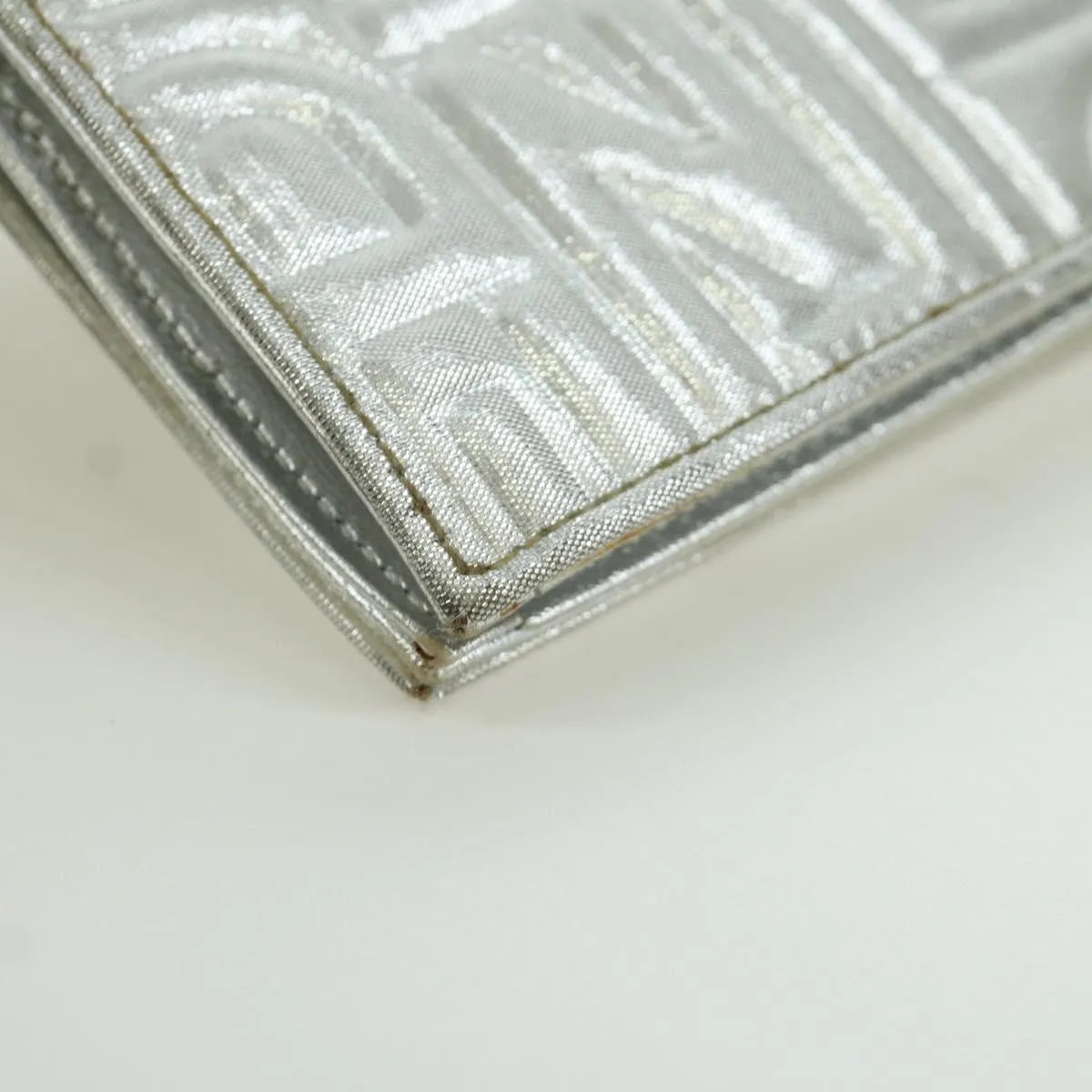 Fendi Wallet on Chain Logo Embossed Leather, Silver, Leather, Wallet