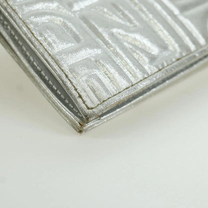 Fendi Wallet on Chain Logo Embossed Leather, Silver, Leather, Wallet