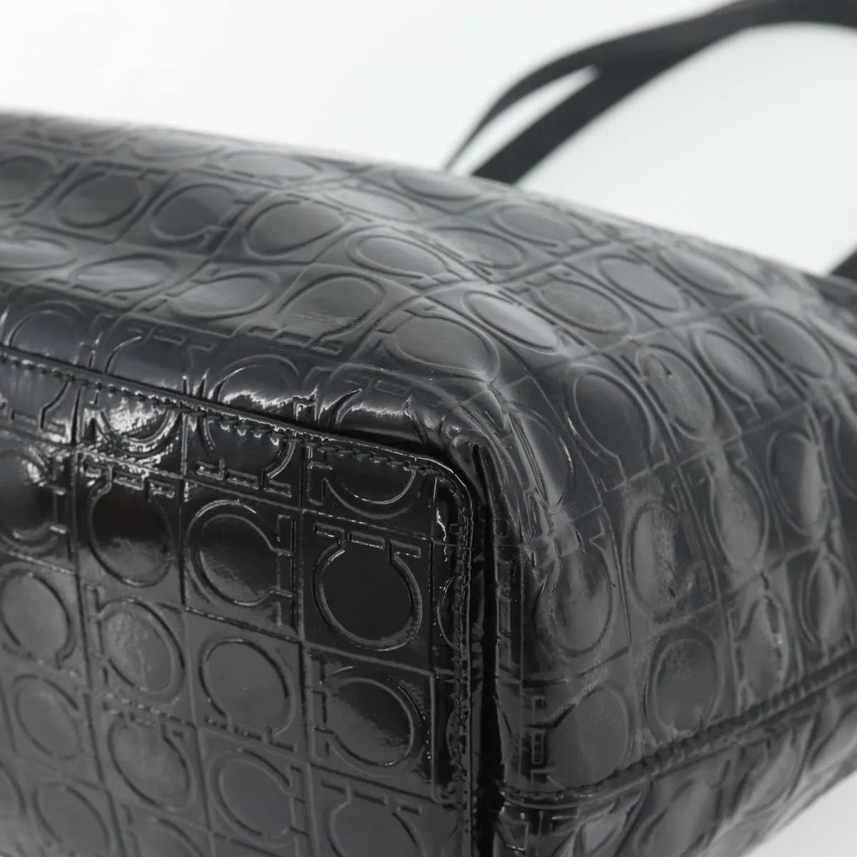 Salvatore Ferragamo Gancini Tote Patent leather, Black, Patent Leather, Tote Bag