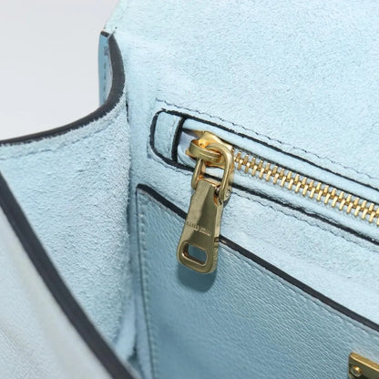 Miu Miu Madras Crystal Buckle Leather, Blue, Leather, Shoulder Bag