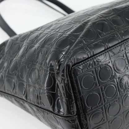 Salvatore Ferragamo Gancini Tote Patent leather, Black, Patent Leather, Tote Bag