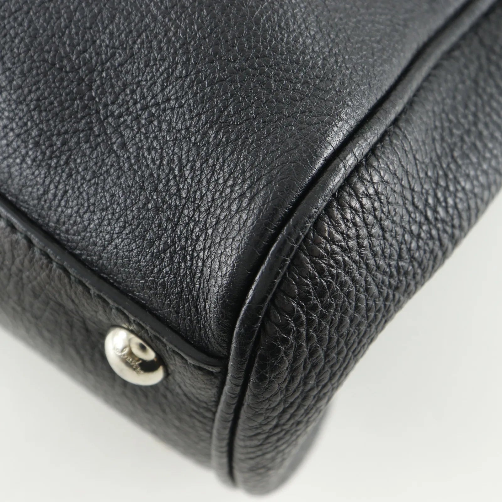 Salvatore Ferragamo Gancini Satchel Leather, Black, Leather, Shoulder Bag