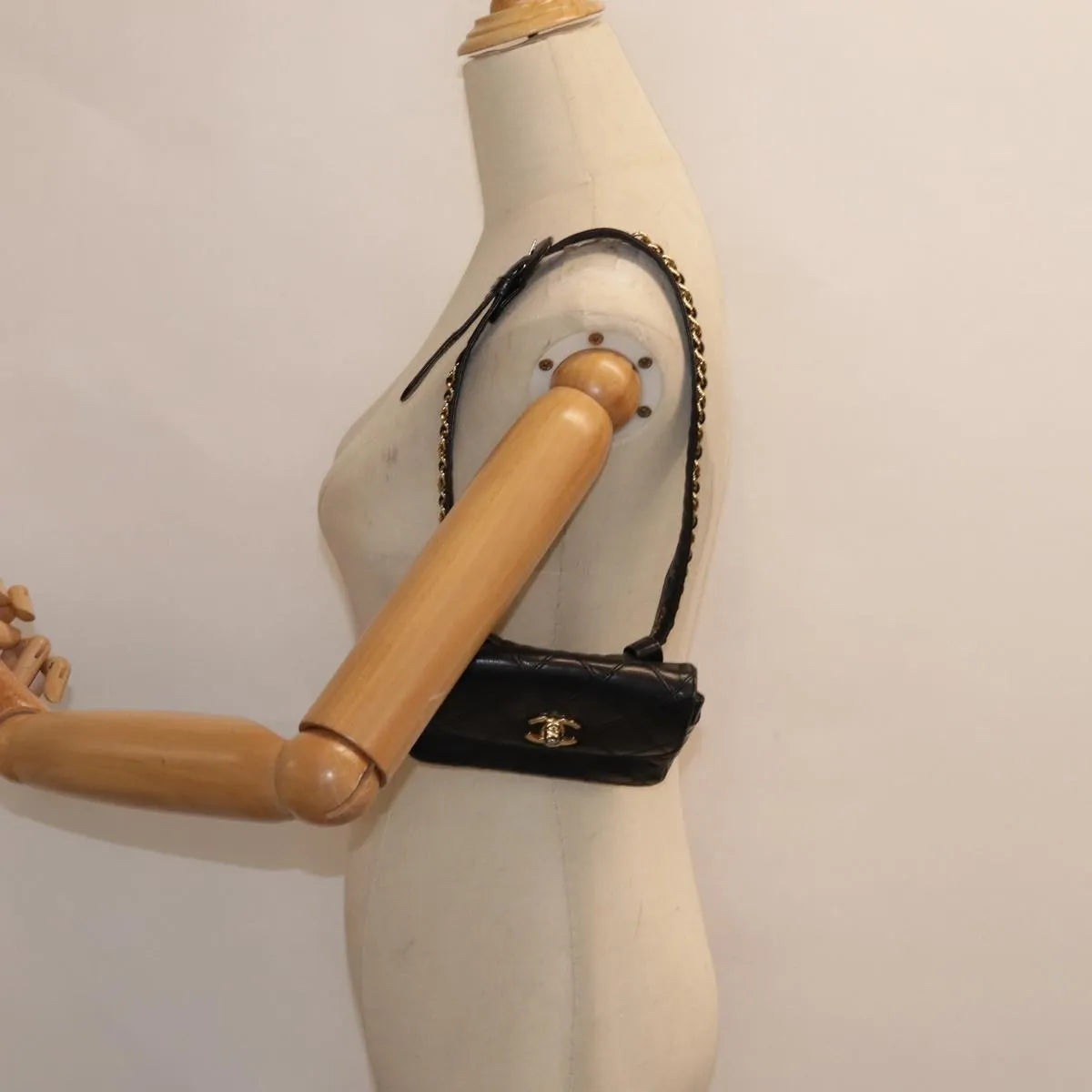 Chanel Vintage CC Flap Waist Quilted Leather, Black, Leather, Clutch