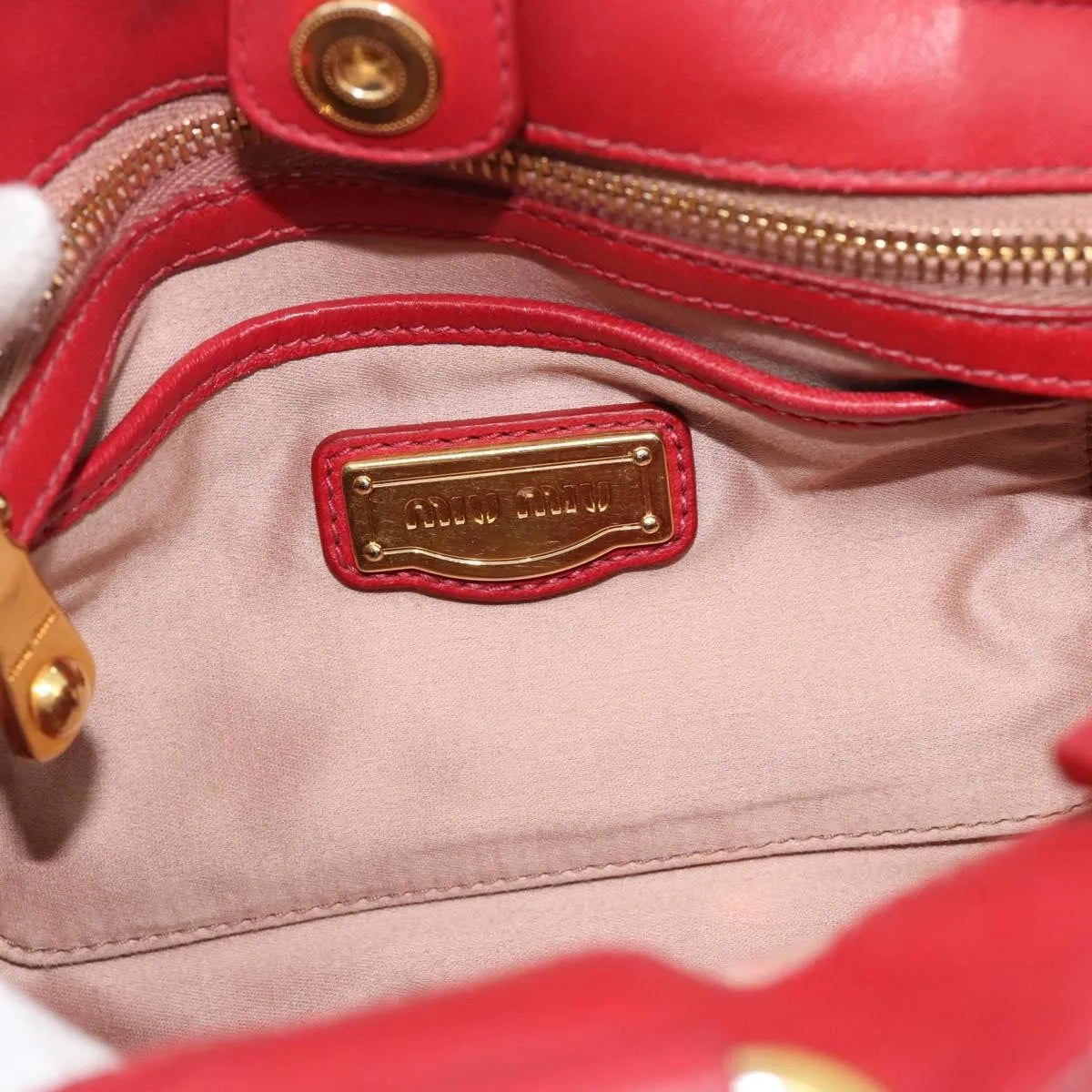 Miu Miu Matelassé Nappa Leather Top Handle Bag Leather, Red, Leather, Shoulder Bag