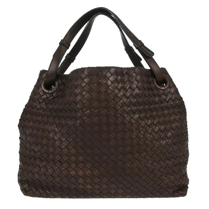 Bottega Veneta Belted Handle Tote Intrecciato Nappa, Brown, Leather, Tote Bag