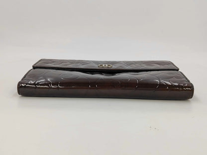 Chanel Camellia Flap Organizer Camellia Lambskin, Black, Leather, Wallet