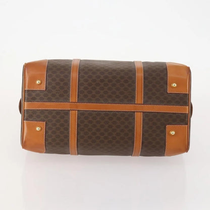 Celine Vintage Duffle Canvas and Leather, Brown, Canvas, Travel Bag