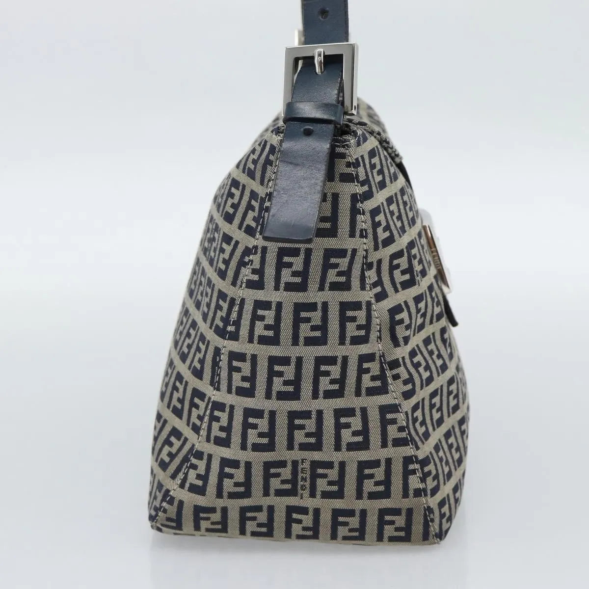 Fendi Zucchino Canvas Mamma Baguette canvas, Navy, Canvas, Shoulder Bag