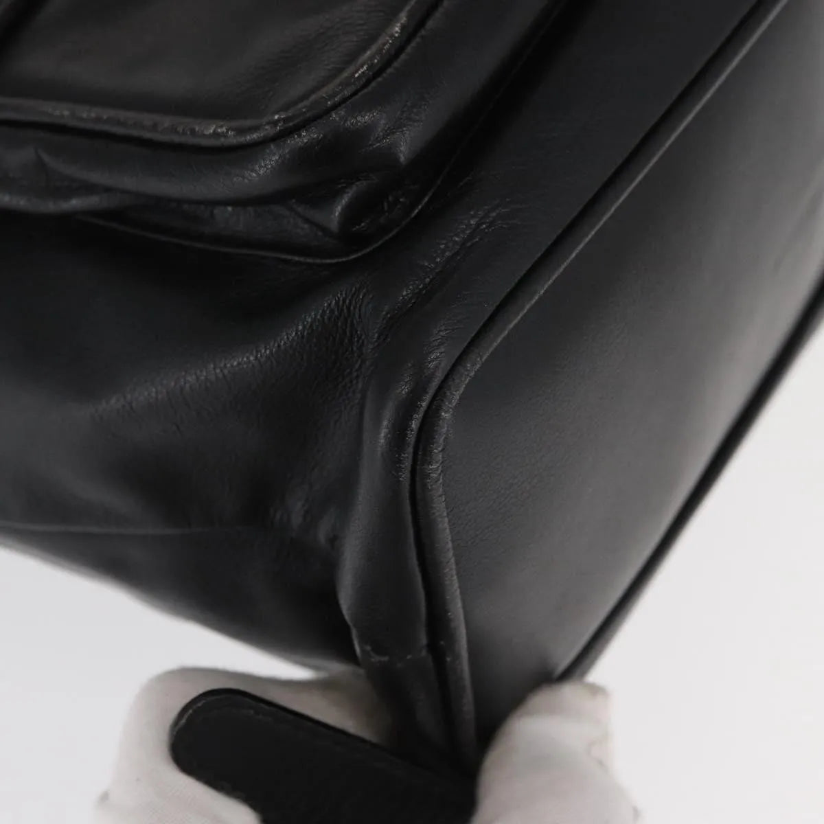 Gucci Vintage Bamboo Leather, Black, Leather, Backpack