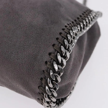 Stella McCartney Falabella Fold Over Faux Leather, Gray, Polyester, Shoulder Bag