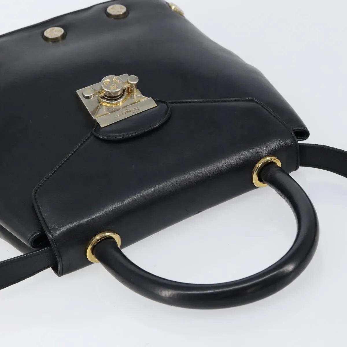 Salvatore Ferragamo Vintage Leather, Black, Leather, Handbag