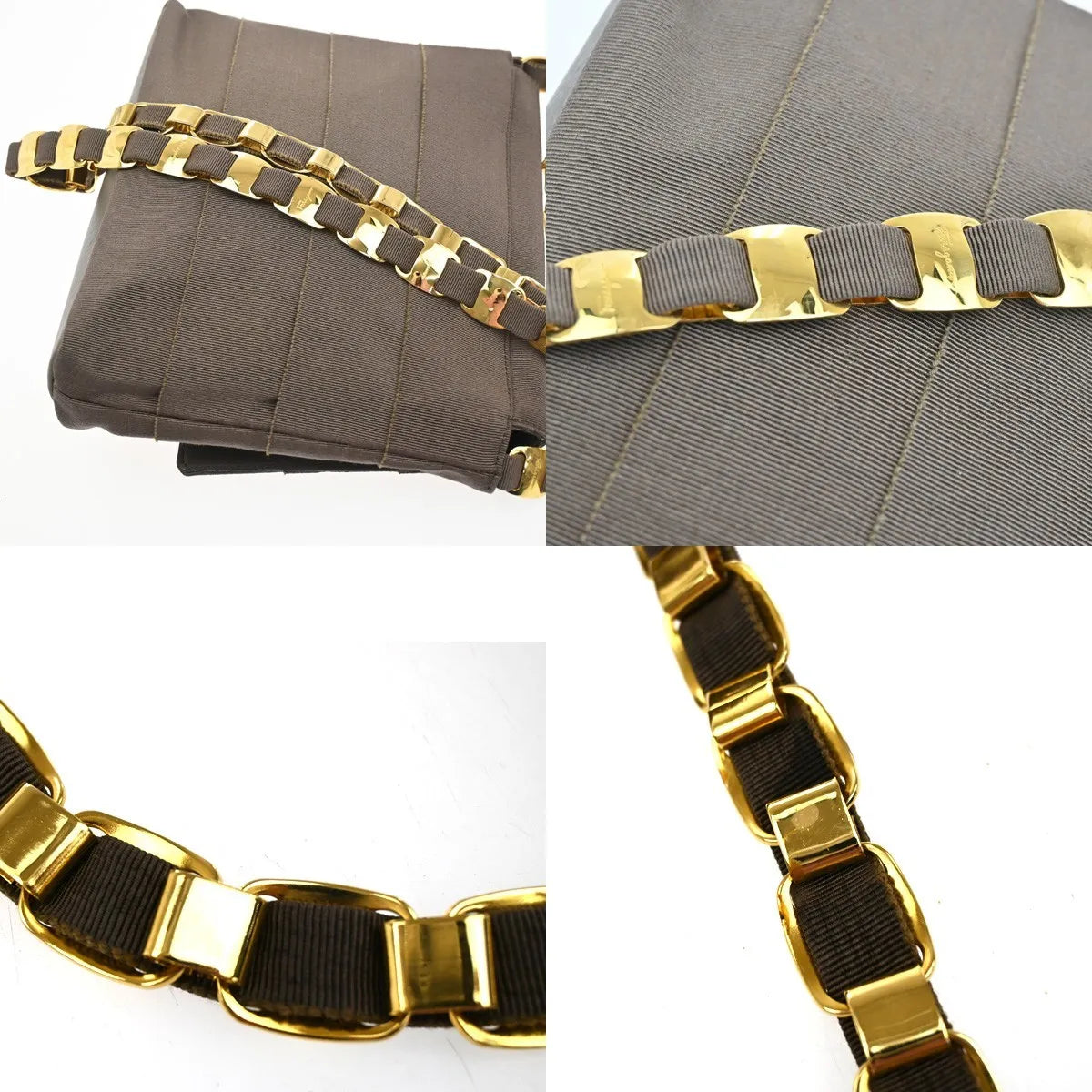 Salvatore Ferragamo Vala Canvas, Brown, Canvas, Shoulder Bag