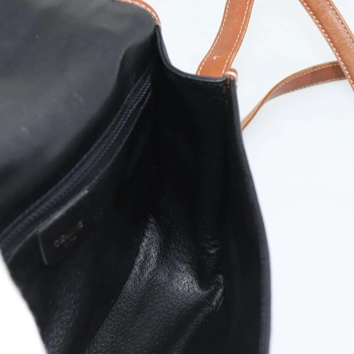 Celine Flap Shoulder Leather, Black, Leather, Shoulder Bag