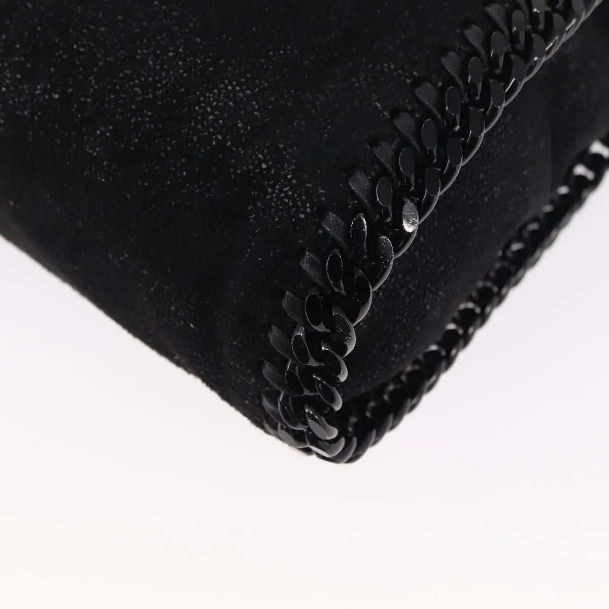 Stella McCartney Falabella Fold Over Shaggy Deer, Black, Polyester, Shoulder Bag