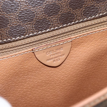 Celine Vintage Macadam Circle Logo Canvas and Leather, Brown, Canvas, Shoulder Bag
