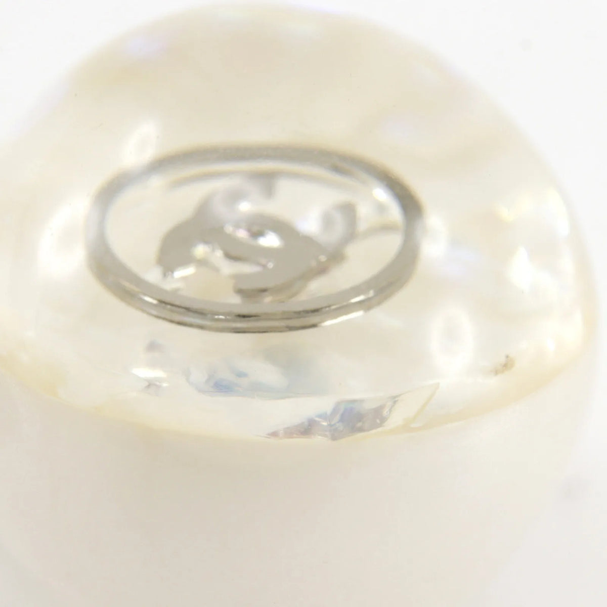 Chanel CC Ball Drop Pendant Metal, Silver, Metal, Necklace