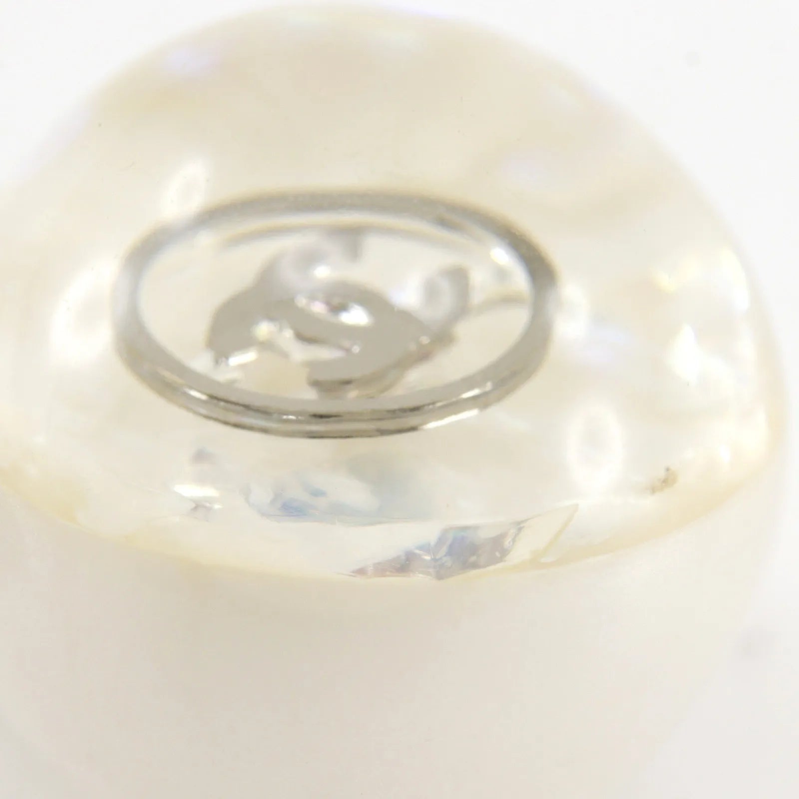 Chanel CC Ball Drop Pendant Metal, Silver, Metal, Necklace