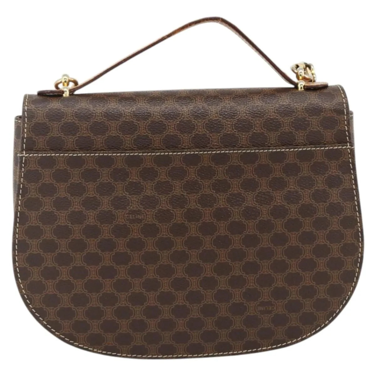 Celine Vintage Macadam Canvas and Leather, Brown, Canvas, Handbag