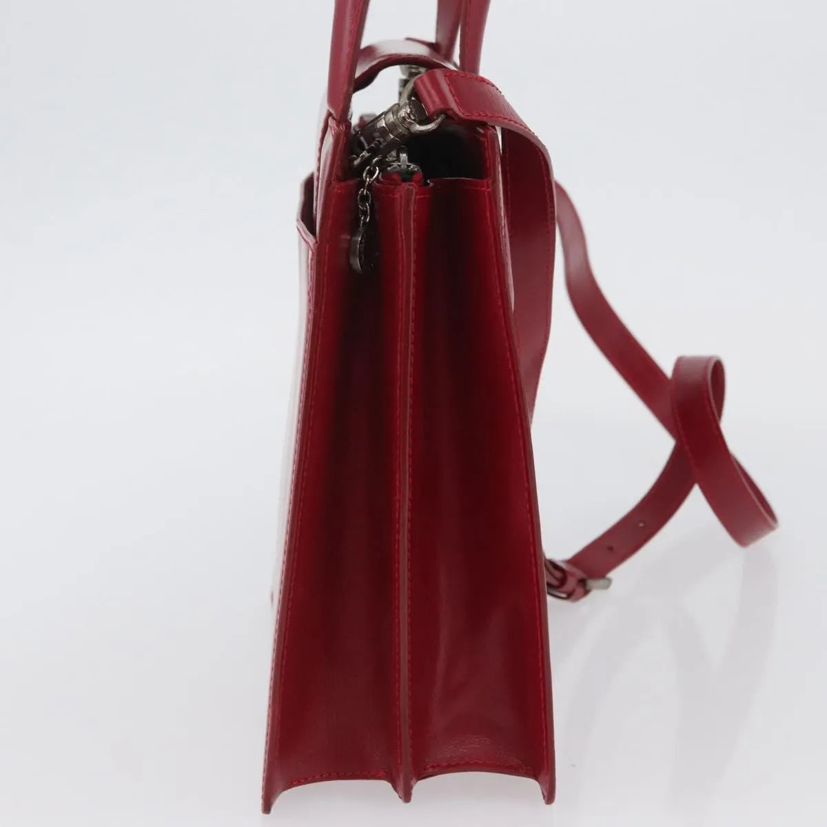 Bvlgari Top Handle Leather, Red, Leather, Handbag