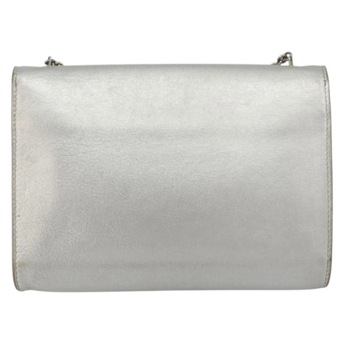 Salvatore Ferragamo Vara Chain Flap Leather, Silver, Leather, Shoulder Bag