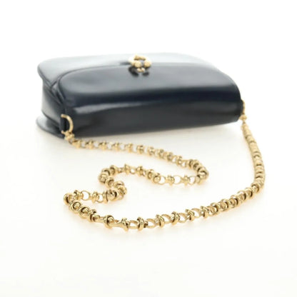 Gucci Chain Flap Leather, Navy, Leather, Shoulder Bag