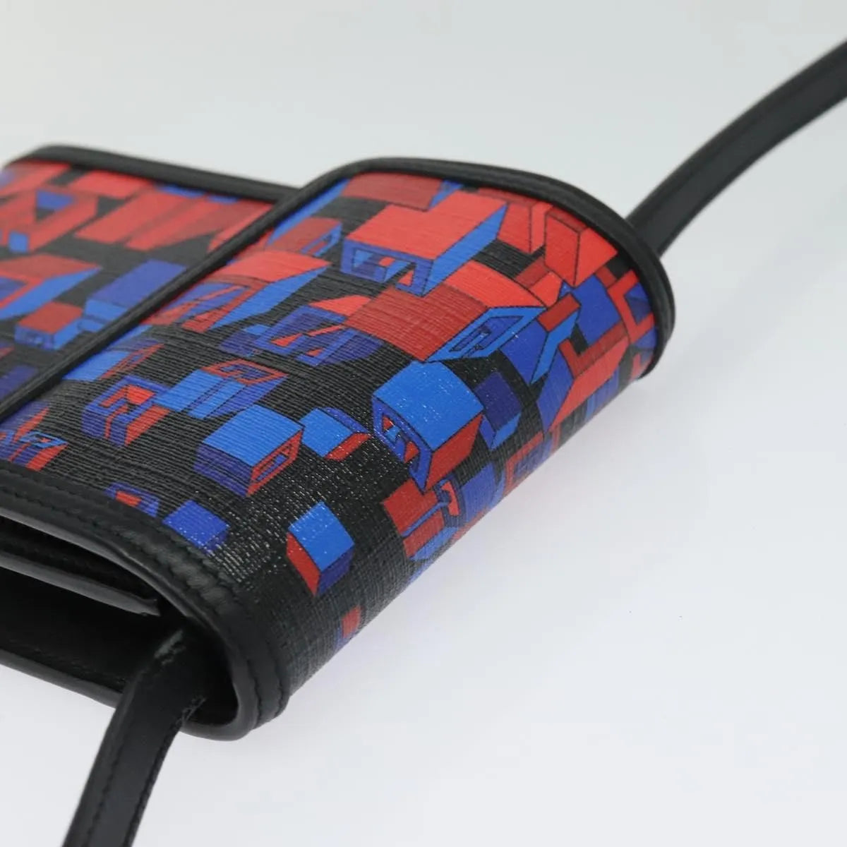 Gucci Flap Printed Coated Canvas, Black, PVC, Shoulder Bag