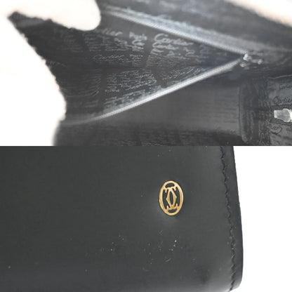 Cartier Pouch with a handle Box Calf, Black, Leather, Clutch
