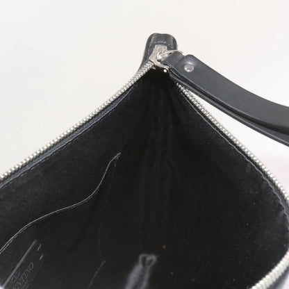 Valentino Garavani VLTN Wristlet Clutch Printed Leather, Black, Leather, Clutch